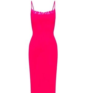 Skims soft lounge neon rose fits  everybody lace top lounge dress